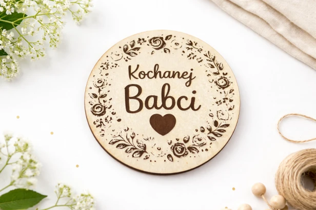 podkładka na kubek z napisem "Kochanej Babci"